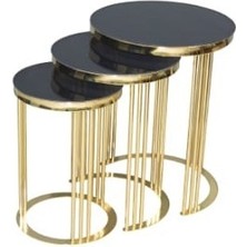 Bengi Ticaret Brc C 3lü Zigon Düz Siyah Temper Cam Metal Transmisyon Gold Renk Kaplama El Yapımı