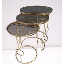 Bengi Ticaret Zigon Zlf Halkalı Siyah Düz Temper Cam Tabla  Metal Transmisyon Gold Kaplama El Yapım