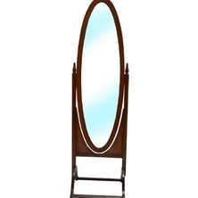Bengi Ticaret Ayna Oval Boy Ahşap Kayın Md Iskelet Parlak Ceviz  Natüre Klasik Mobilya Askılık. El Yapım