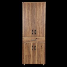 Bengi Ticaret Çok Amaçlı Dolap 180 cm Hard Parlak Ceviz Suntalem 4raf 1çekmece Kutuda Sevk El Yapım