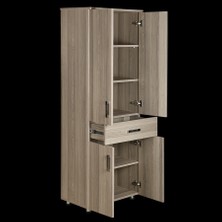 Bengi Ticaret Çok Amaçlı Dolap 180 cm Hard Parlak Cordoba Suntalem 4raf 1çekmece Kutuda Sevk El Yapım