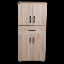 Bengi Ticaret Çok Amaçlı Dolap 130 cm Hard Parlak Somon Suntalem 4raf 1çekmece Kutuda Sevk El Yapım