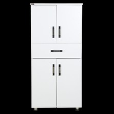 Bengi Ticaret Çok Amaçlı Dolap 130 cm Hard Parlak Beyaz Suntalem 4raf 1çekmece Kutuda Sevk El Yapım