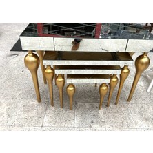 Bengi Ticaret Dresuar-Zigon Tombul Model Kayın Ayak Mdf Tabla Parlak Gold  Füme Cam Kaplama El Yapım