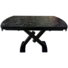 Bengi Ticaret Masa x Ayak Model Metal Siyah Fırın Boya Dikdörtgen Kelebek Yan Açıl Siyah Mermer Tabla Elyapım