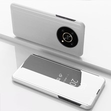 Hello-U Onur Için X9 5G/X30 5g/magic4 Lite 5g Katlanabilir Stand Pu Deri Kılıf Görünümü Pencere Elektroplat Aynası Giyim Dayanıklı Telefon Kabuğu (Yurt Dışından)