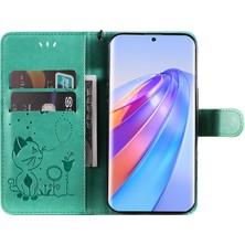 Hello-U Kt Baskı Çiçek Serisi-4 Onur Için X9A 5g / Magic5 Lite 5g Şok Geçirmez Pu Deri Telefon Kabuğu, Baskılı Kedi Bee Çiçek Standı Cüzdan Telefon Kılıfı (Yurt Dışından)