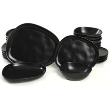 Keramika Tetra Mat Siyah Yemek Takımı 24 Parça 6 Kişilik 956