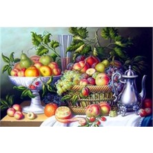 Kase ve Sepetteki Meyveler Pixart Sanat  Elmas Mozaik Tablo Diamond Türkiye 70*45