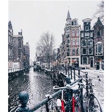Amsterdam Da Kış Pixart Sanat   Elmas Mozaik Tablo Diamond Türkiye  46*53