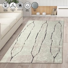 Carpettex Iskandinav Çizgi Desenli Krem Renkli Kaymaz Taban Makinada Yıkanabilir
