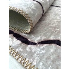 Carpettex Iskandinav Çizgi Desenli Krem Renkli Kaymaz Taban Makinada Yıkanabilir