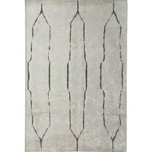 Carpettex Iskandinav Çizgi Desenli Krem Renkli Kaymaz Taban Makinada Yıkanabilir