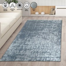 Carpettex Iskandinav Abstrak Karo Desenli Gri Renkli Kaymaz Taban Makinada Yıkanabilir