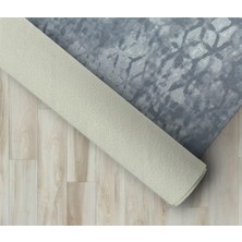 Carpettex Iskandinav Abstrak Karo Desenli Gri Renkli Kaymaz Taban Makinada Yıkanabilir