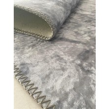 Carpettex Iskandinav Abstrak Karo Desenli Gri Renkli Kaymaz Taban Makinada Yıkanabilir
