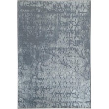 Carpettex Iskandinav Abstrak Karo Desenli Gri Renkli Kaymaz Taban Makinada Yıkanabilir