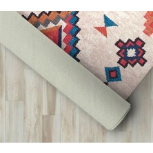 Carpettex Iskandinav Otantik Kilim Desenli Krem Renkli Kaymaz Taban Makinada Yıkanabilir