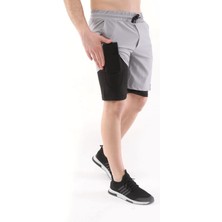 Ghassy Co. Ghassy Co Erkek Running Hızlı Kuruma Micropolyester Arka Fermuar Cepli ve Havlu Halkalı Antrenman Futbol Fitness Kısa Taytlı Şort