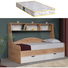 Setay Hera Çekmeceli Karyola + 1 Adet Comfort Yatak - Ceviz/Beyaz