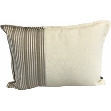 Jwk Home Ipek Saten Çizgili Vizon Keten Kırlent Kılıfı 35x501 Cm