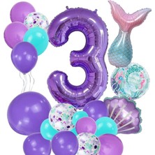 Parti Station 3 Yaş Deniz Kızı Temalı Doğum Günü Parti Kutlama Seti Konsept 1