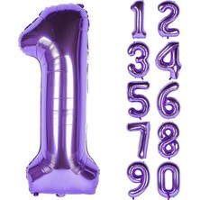 Parti Station 1 Bir Rakam Mor Folyo Balon 32"-34" Inc 80 cm