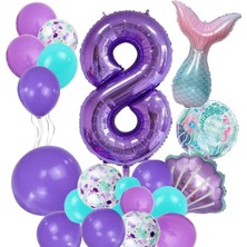 Parti Station 8 Yaş Deniz Kızı Temalı Doğum Günü Parti Kutlama Seti Konsept 1