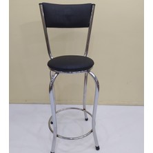Sandalye ST BAR Tipi Yüksek Model 1ad SİYAH Suni deri döşem Metal krom El yapım