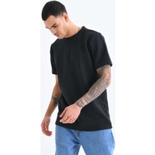 Moviment Erkek Antrasit Bisiklet Yaka Waffle Kumaş T-Shirt