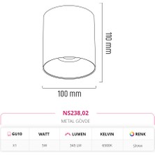 Nevo Sıva Üstü LED Spot Siyah 5W Beyaz Işık NS238