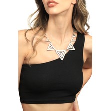 Labalaba Kadın Antik Gümüş Kaplama Üçgen Parçalı Kolye