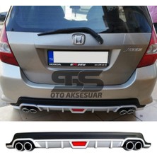 STS Oto Aksesuar Honda Jazz Difüzör Arka Tampon Eki 4 Egzoz Çıkışlı Gri Tip