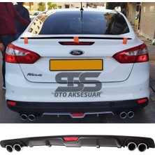STS Oto Aksesuar Ford Focus 3 Difüzör Arka Tampon Eki 4 Egzoz Çıkışlı Siyah