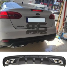 STS Oto Aksesuar Ford Focus 3 Difüzör Arka Tampon Eki 2 Egzoz Çıkışlı Siyah