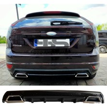STS Oto Aksesuar Ford Focus 2 Hb Difüzör Arka Tampon Eki 2 Egzoz Çıkışlı Siyah Lüx Tip