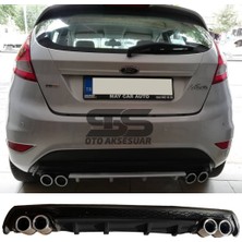 STS Oto Aksesuar Ford Fiesta Mk7 Difüzör Arka Tampon Eki 4 Egzoz Çıkışlı Siyah Lüx Tip