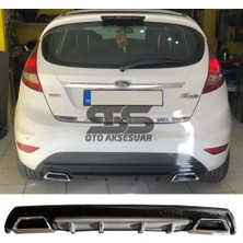 STS Oto Aksesuar Ford Fiesta Mk7 Difüzör Arka Tampon Eki 2 Egzoz Çıkışlı Gri Lüx Tip
