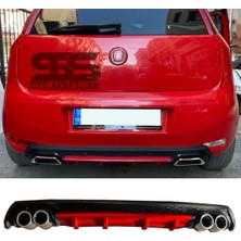 STS Oto Aksesuar Fiat Punto Difüzör Arka Tampon Eki 4 Egzoz Çıkışlı Kırmızı Lüx Tip
