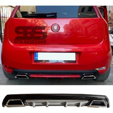 STS Oto Aksesuar Fiat Punto Difüzör Arka Tampon Eki 2 Egzoz Çıkışlı Gri Lüx Tip