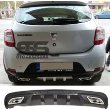 STS Oto Aksesuar Dacia Sandero Difüzör Arka Tampon Eki 2 Egzoz Çıkışlı Siyah