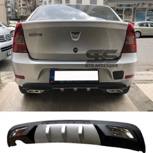 STS Oto Aksesuar Dacia Logan Sedan Difüzör Arka Tampon Eki 2 Egzoz Çıkışlı Gri