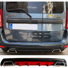 STS Oto Aksesuar Dacia Logan Difüzör Arka Tampon Eki 2 Egzoz Çıkışlı Kırmızı Lüx Tip