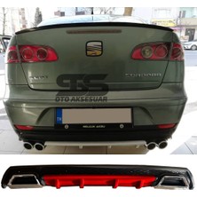STS Oto Aksesuar Seat Cordoba Difüzör Arka Tampon Eki 2 Egzoz Çıkışlı Kırmızı Lüx Tip