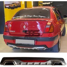 STS Oto Aksesuar Renault Clio 2 Sedan Difüzör Arka Tampon Eki 2 Egzoz Çıkışlı Gri Reflektörlü