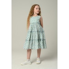 Happy Kids 3-8 Yaş New Arina Girls Kız Çocuk  Askılı Desenli Elbise -Mint