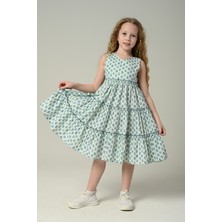 Happy Kids 3-8 Yaş New Arina Girls Kız Çocuk  Askılı Desenli Elbise -Mint