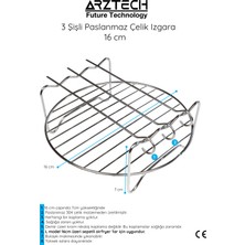 Arztech 16CM Paslanmaz Çelik 3 Şişli Izgara