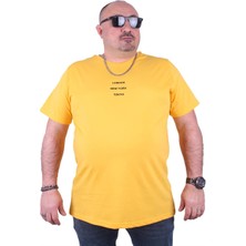 Moc Grande Büyük Beden Sıfır Yaka Tişört Limited Edition 23111 Sarı