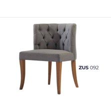 Sandalye ST Zus092 Kapitone Kavrar Sırt Berjer Model Kayın Ayak Gri Döşem Kumaş